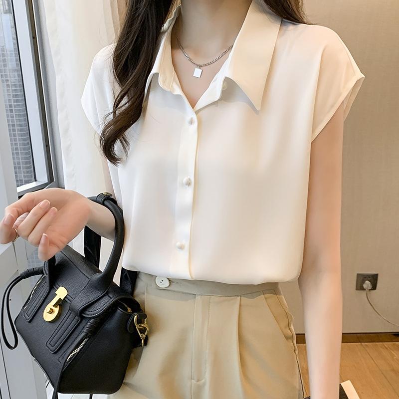 Летняя шифоновая рубашка с короткими рукавами, женская блузка, профессиональная женская рубашка