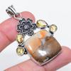 Natural Honey Dendritic, Citrine 925 Sterling Silver Jewelry Pendant 2.21" E4p04