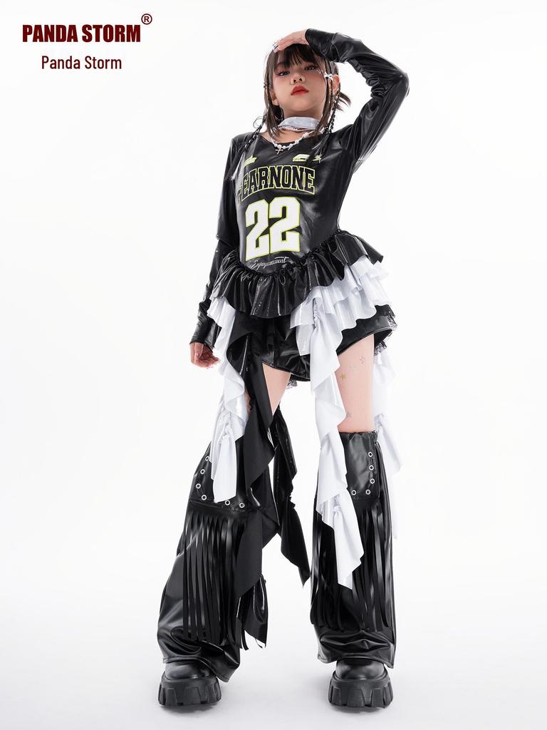 Модный джазовый хип-хоп костюм для девочек - Футболка с длинным рукавом и брюки для уличных танцев