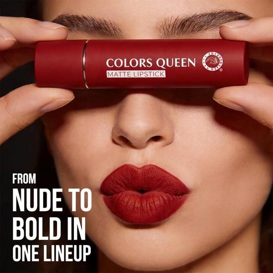 Colors Queen Lippie Creamy Matte Lipstick | Single Swipe Application& Highly Pigmented | Lightweight Lipstick for Women (18 - Rouge, 5g)