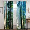 Forest Printed Curtains Jungle Tree Nature Scenery Window Drapes Living Room Bedroom Waterfall Left and Right Biparting Open
