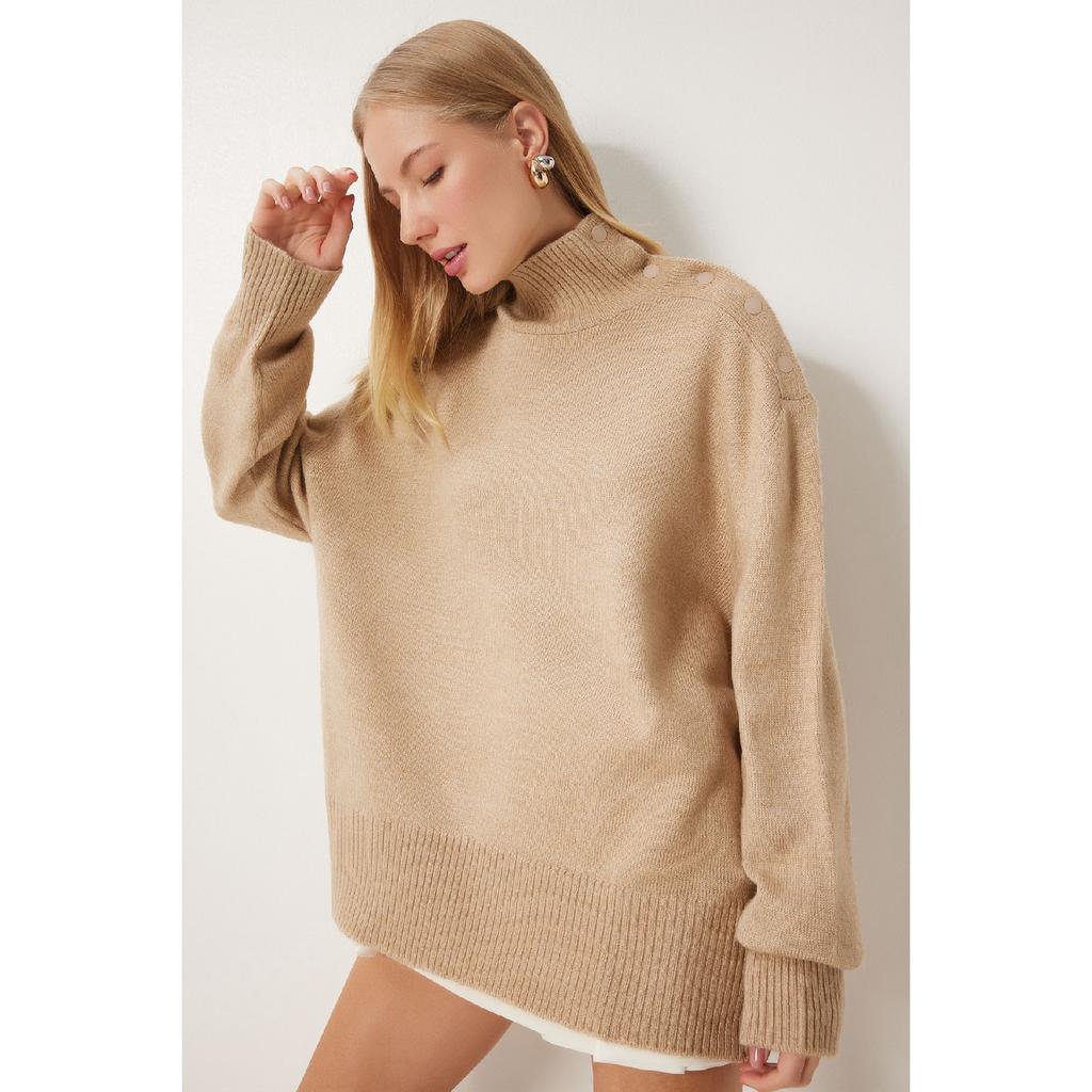 Women's Anthracite Turtleneck Knitwear Sweater Fn03390