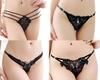 Cute and Attractive Lace Panties with Set of 4 Free Size R-Style Women's T-Back Design, (Black A),