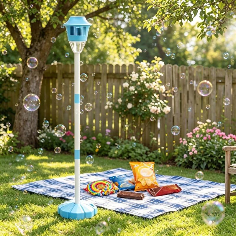 Street Lamp Bubble Tower with Lights, Rechargeable Standing Bubble Maker, Adjustable Height Street Light for Outdoor Garden, Patio, Wedding, Party