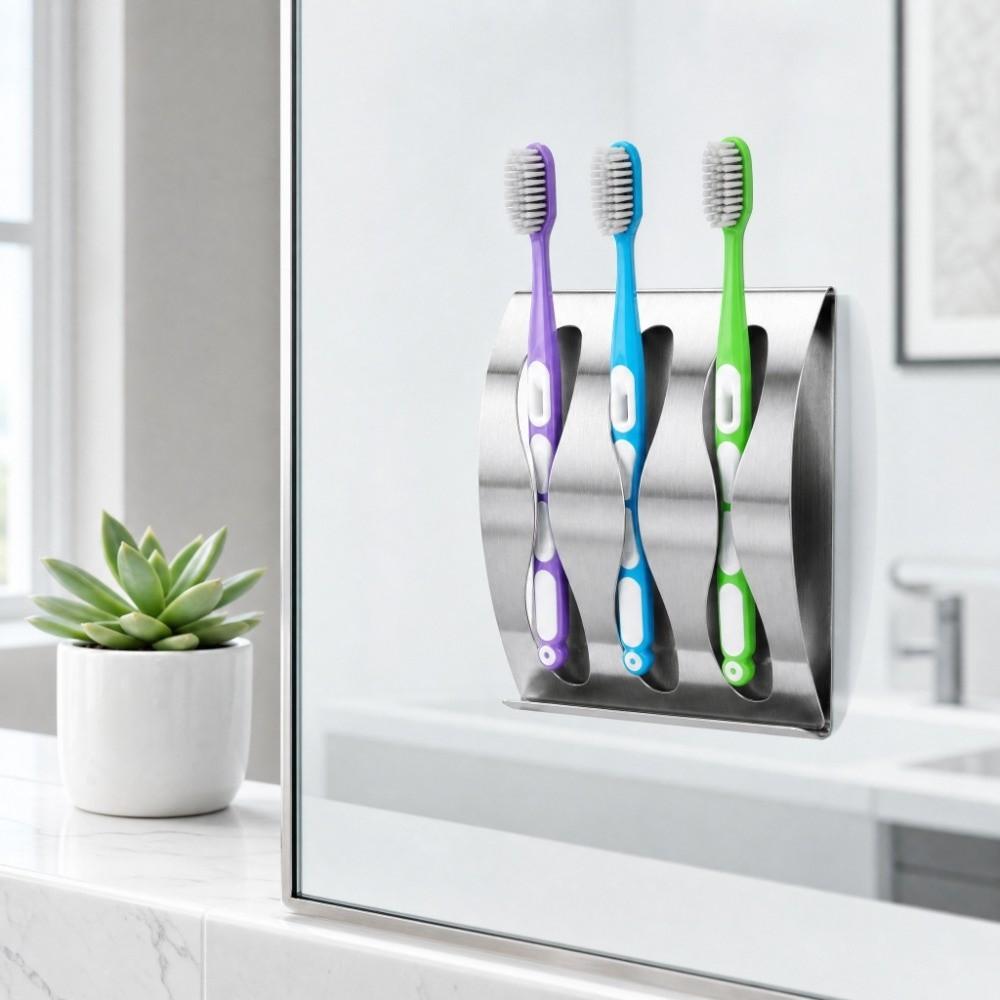 Silver Toothbrush Organizer Stainless Steel Razor stand Toothbrush Holder  Bathroom Washroom