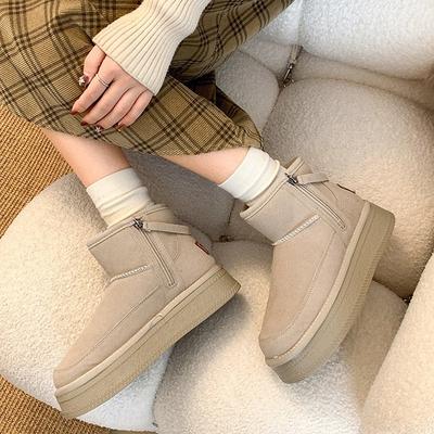 Северо-восточные толстоподошвенные толстые зимние сапоги на молнии женские 2025 новая зима бархатные утепленные теплые нескользящие хлопковые туфли