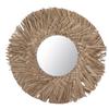 Straw Weaving Wall Mirror Retro Beautiful Woven Wall Hanging Mirror for Dorm Room Decoration Nature