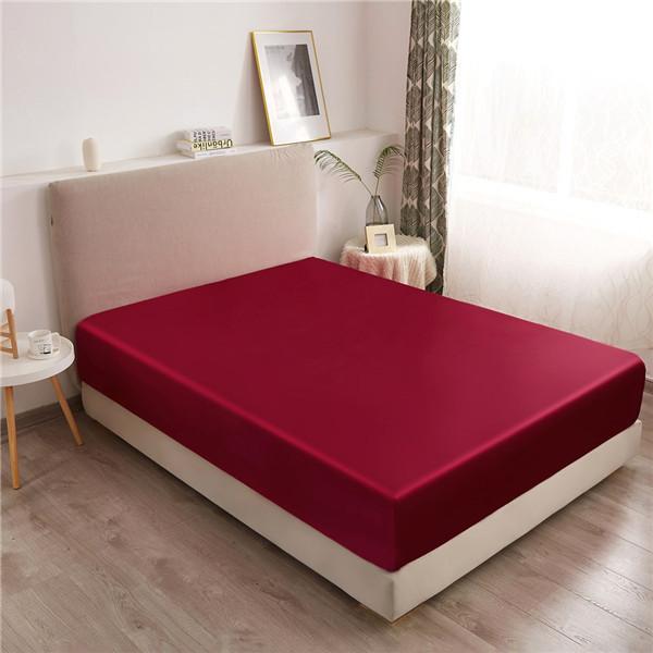 (No Pillowcases )Luxury Emulation Silk Fitted Sheet Bed Mattress Protector Cover Elastic Sheets Bed Mattress Cover Linen