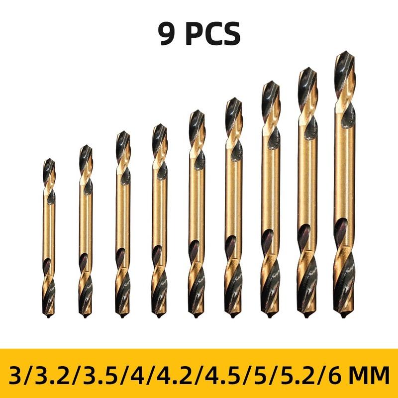 9Pcs Double-headed Bit Double-edged Metal Stainless Steel Ultrahard Iron Drill Steel Plate Iron Carpentry Drill Bit