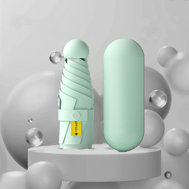 Black Plastic 50% Fold Ultra-Light Pocket Umbrella - Portable, Mini, for Sun/Rain