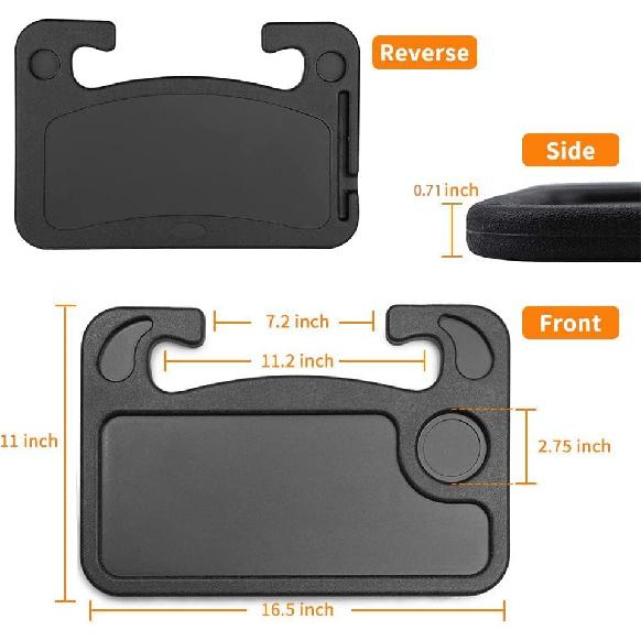 Car Steering Wheel Desk | Food Table For Car | Steering Wheel Tray For Constant Travelers, Fits Most Vehicles Steering Wheels (Black)