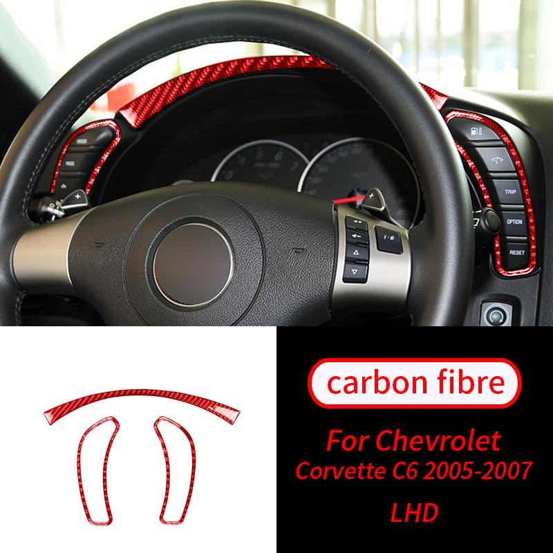 Для Chevrolet Corvette C6 05-07 3 шт. Накладка из настоящего углеволокна на приборную панель, отделка, аксессуары для интерьера автомобиля, интерьер автомобиля