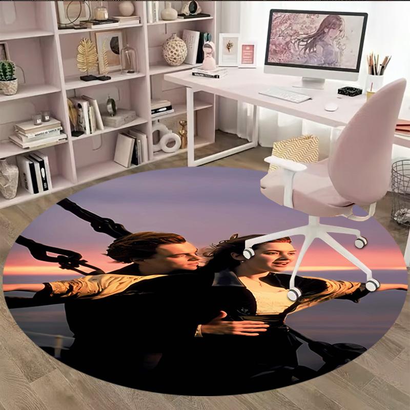 1pc Titanic1 Print Round Carpet Chair Round Carpet Suitable for Bedroom Living Room Home Decorative Carpet