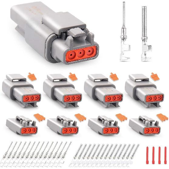 JRready ST6329-2 Deutsch DTM 2 Pin Connector Kit 4 Sets, Size 20 Contacts | with Tin-Plated Wire Barrels, 16–22 AWG, IP67 Sealed PA66 Housings,