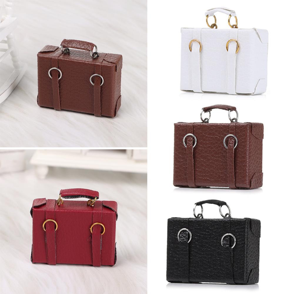 Dolls Accessories Mini Suitcase Vintage Wood Box Miniature Portable Trunk Doll Leather Luggage