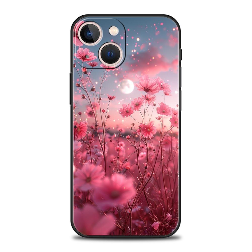 Роскошный Чехол Для Телефона Apple iPhone 11 15 14 Pro MAX 12 13 7 8 Plus X XR XS MAX SE Силиконовый Черный Чехол Funda Дерево Сакуры