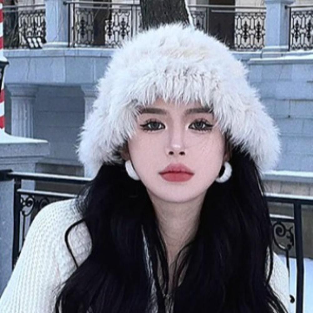 Темпераментная модная шапка Baotou из кроличьей шерсти для женщин, защита от холода, теплая, симпатичная, плюшевая, меховая, вязаная, шерстяная, маленькая шапка