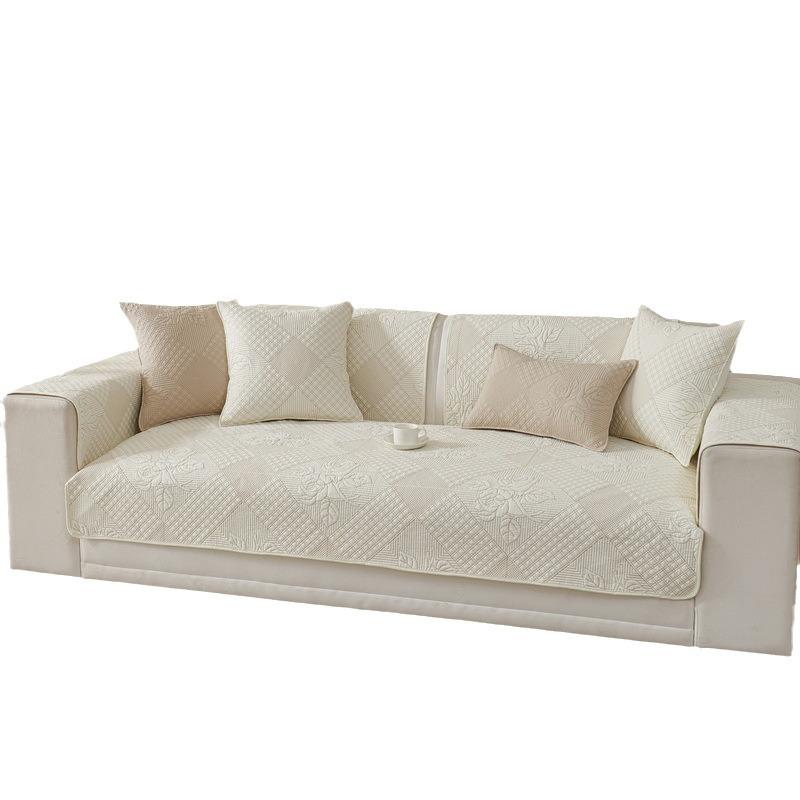 Modern Simple Pure Cotton Sofa Cushion, Summer Fabric Non-Slip Sofa Cover Cover, Universal In All Seasons, Full Cover Sofa Towel