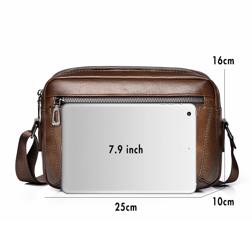WEIXIER Men's Leather Crossbody Shoulder Bag Waterproof Bag Briefcase Satchel Bag Casual Travel Bag