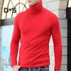Men Layering Top High Collar Prevent Neck from Wind Highly Stretchy Slim Fit Solid Color Pullover Top for Sports Travel Office Daily Wear