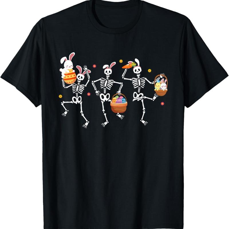 Dancing Skeletons Easter Egg Bunny Carrot T-shirt