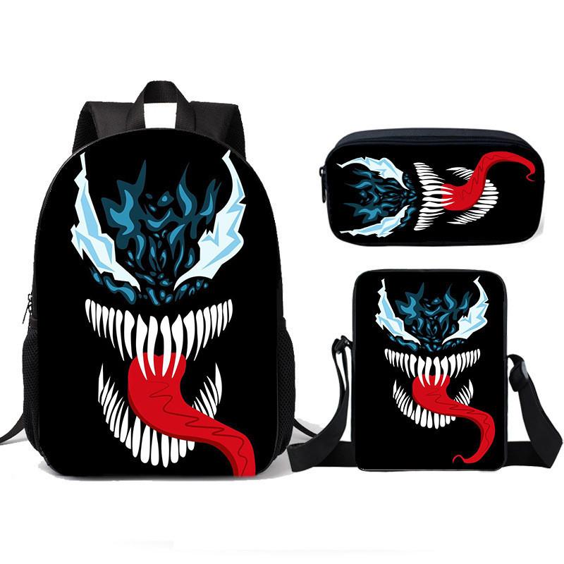 Школьный рюкзак, сумка для ланча, пенал Venom для детей, набор из трех предметов для детей