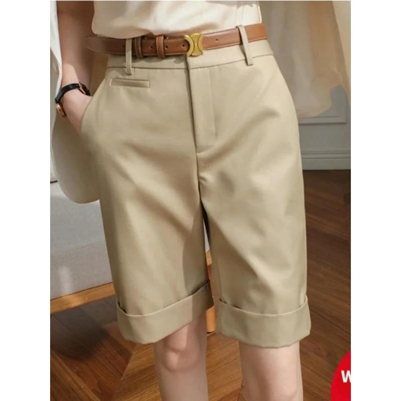 Fashion Women's Shorts High Waist Knee Length Straight Pants Korean Summer Shorts for Women White Office Shorts for Women