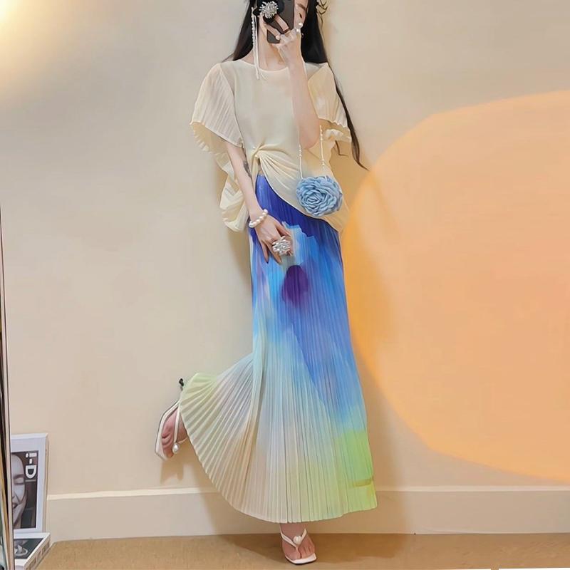 Летняя новая плиссированная полуюбка фиолетового цвета в западном стиле для женщин