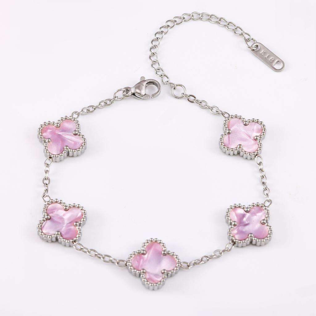 Браслет Lucky Clover женский серебряный, высокая версия, не выцветающая титановая сталь, ювелирные изделия