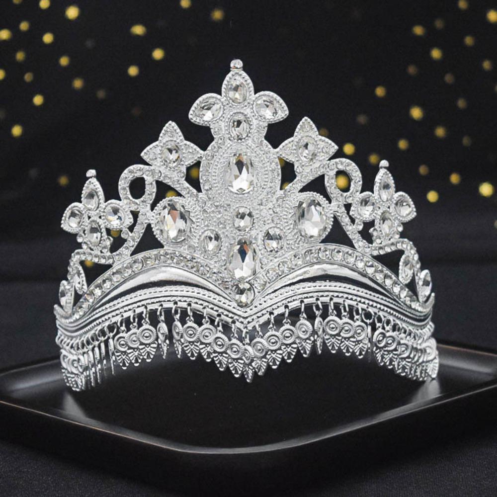 Gold Princess Hair Tiara Shiny Rhinestone Crown Luxury Ethnic Dance Crown Wedding
