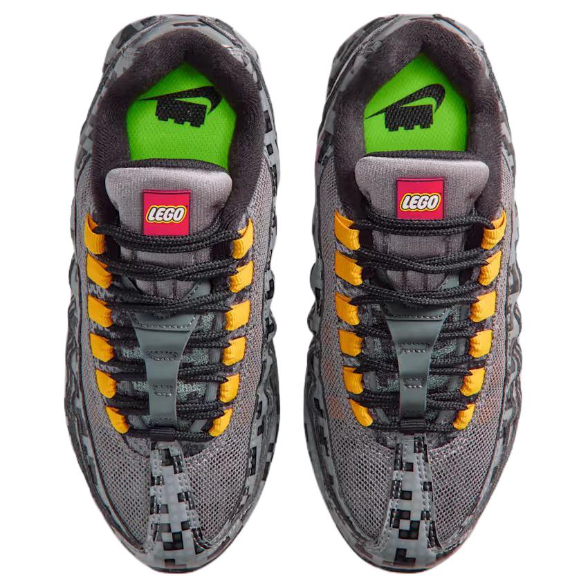 Кроссовки LEGO x Nike Air Max 95 Pixel Camo для детей Черный Дымчато-серый Металлик-Серебристый-Черный-Университетский-Золотой-Вольт-Гипер-Розовый IO4799-001