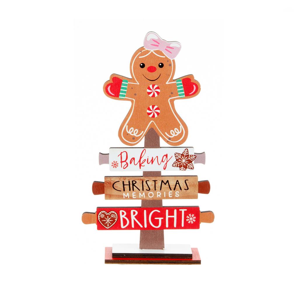 Christmas Home Decoration, Colorful Wooden Christmas Table Setting, Cartoon Claus Wooden Ornaments