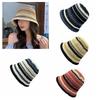 Stripe Knitted Bucket Hat Temperament Sun Protection Cap Fashion Fisherman Hat  Women