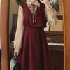 Women's Romantic Retro French Dress: Autumn/Winter, Two-Piece Illusion, Waist-Slimming Design