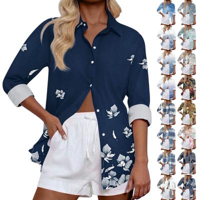 Женские повседневные модные топы с длинным рукавом и пуговицами, свободная рубашка