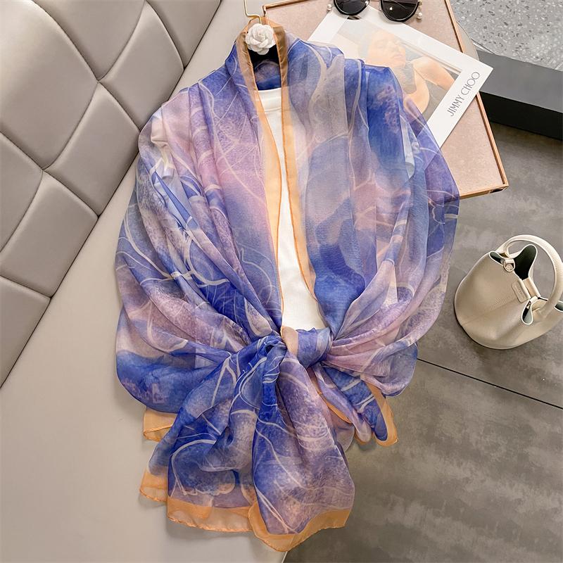 New Design Brand Scarf Fashion Small Broken Floral Bubble Chiffon Shawl Spring Autumn Wrap Hijabs Lady Pashmina Foulards Bandana