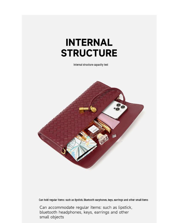 Трендовая плетеная вручную кожаная сумка-аккордеон квадратной формы - однотонная женская сумка-багет