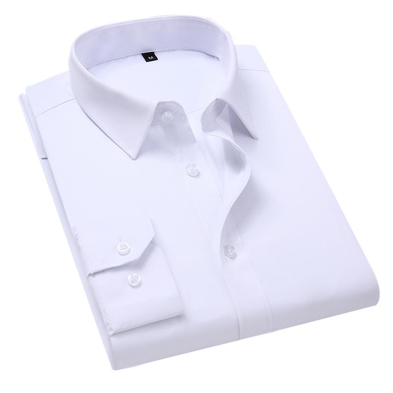Большие размеры 5XL 6XL 7XL 8XL Мужская однотонная деловая рубашка Модная повседневная приталенная белая рубашка с длинным рукавом Мужская брендовая одежда