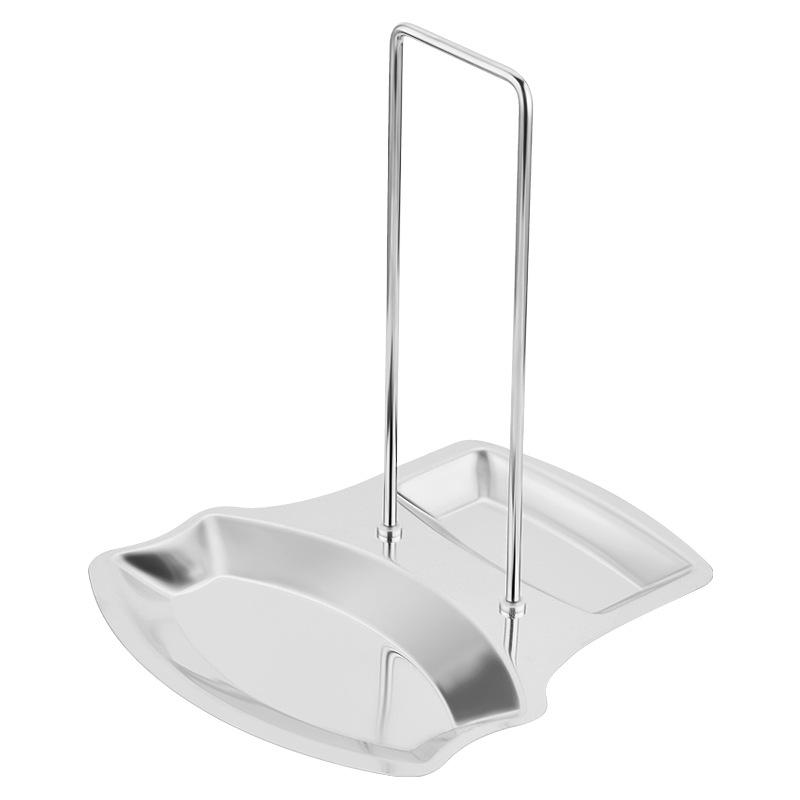 Stainless Steel Pot Lid & Spoon Rack with Drip Tray - Removable, No-Drill Kitchen Storage