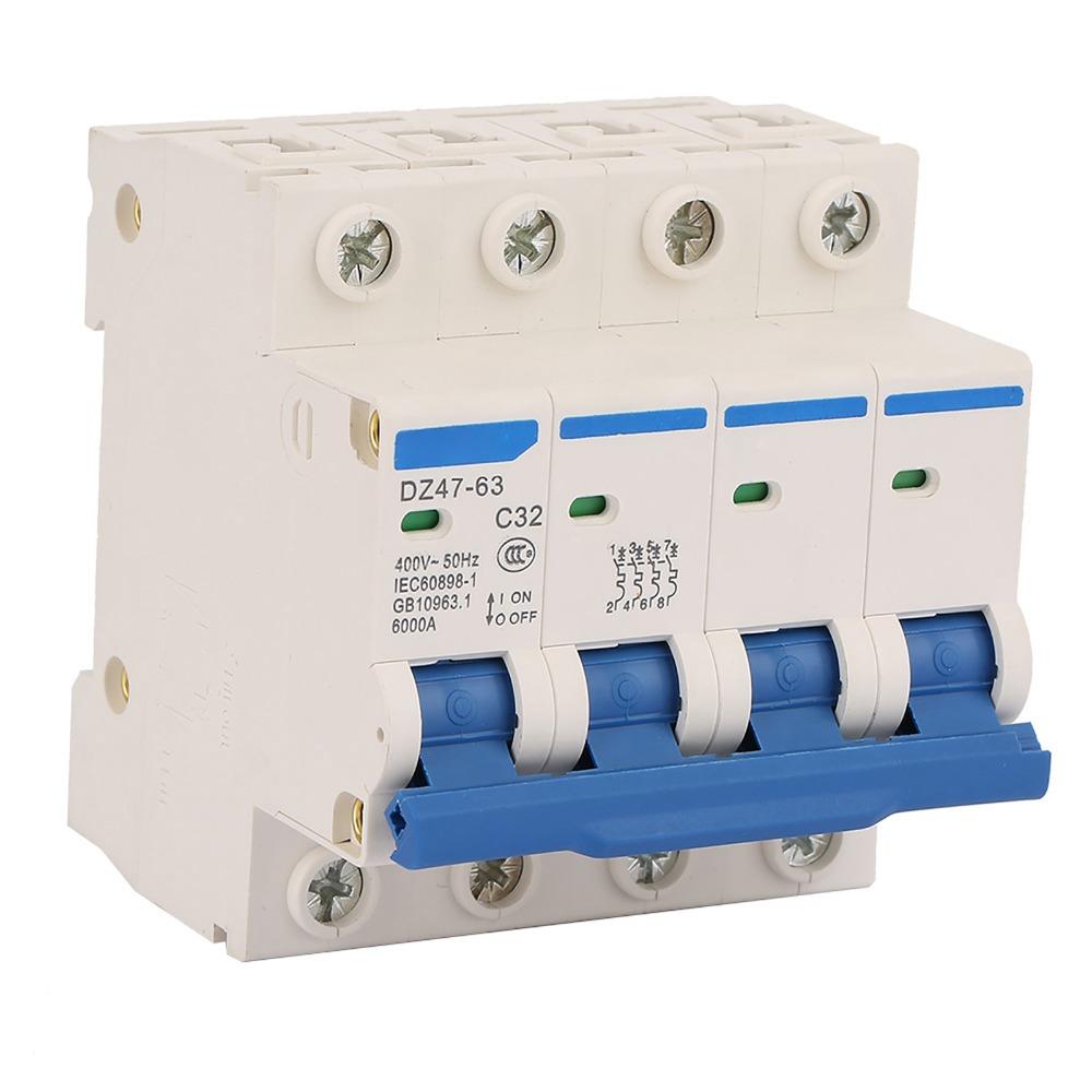 DZ47‑63 4P Circuit Breaker 32A 400V RCCB Current Circuit Breaker  Residential Use