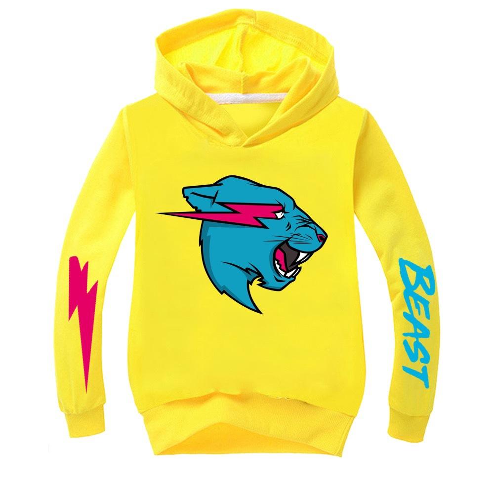Толстовка с капюшоном и рисунком «Мистер Зверь» для мальчиков и девочек, футболка, топы, одежда
