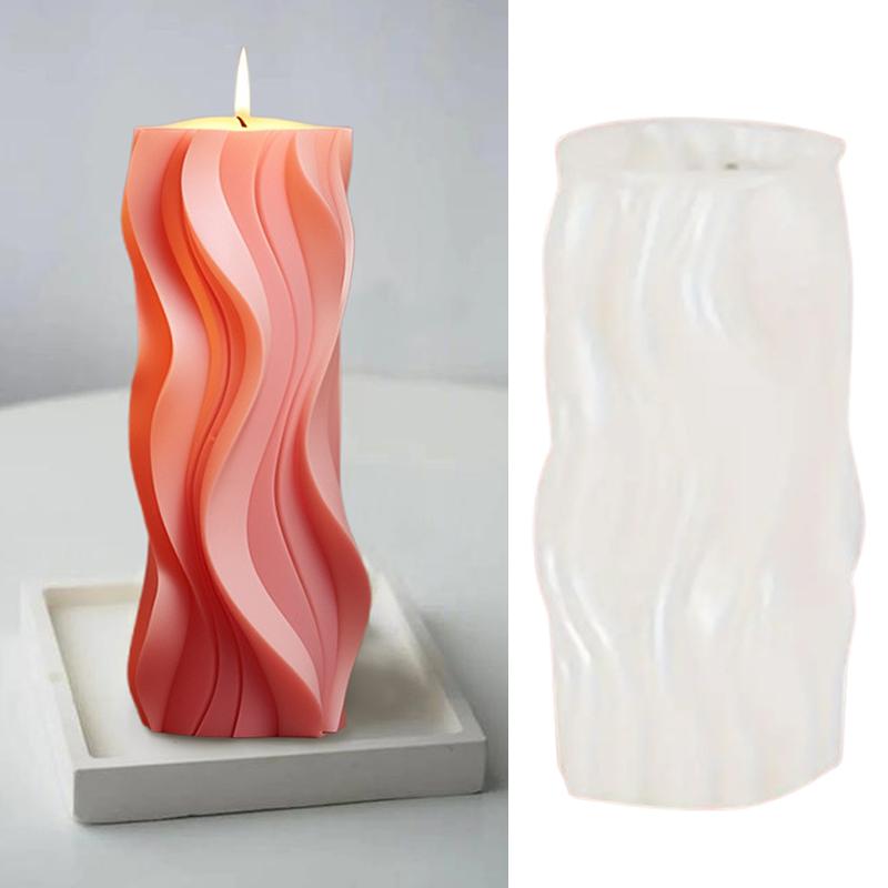 Абстрактное искусство Ароматерапия Свеча Форма ручной работы Силиконовый волнистый цилиндр Дизайн Креативные подарки Ремесло Декоративные аксессуары