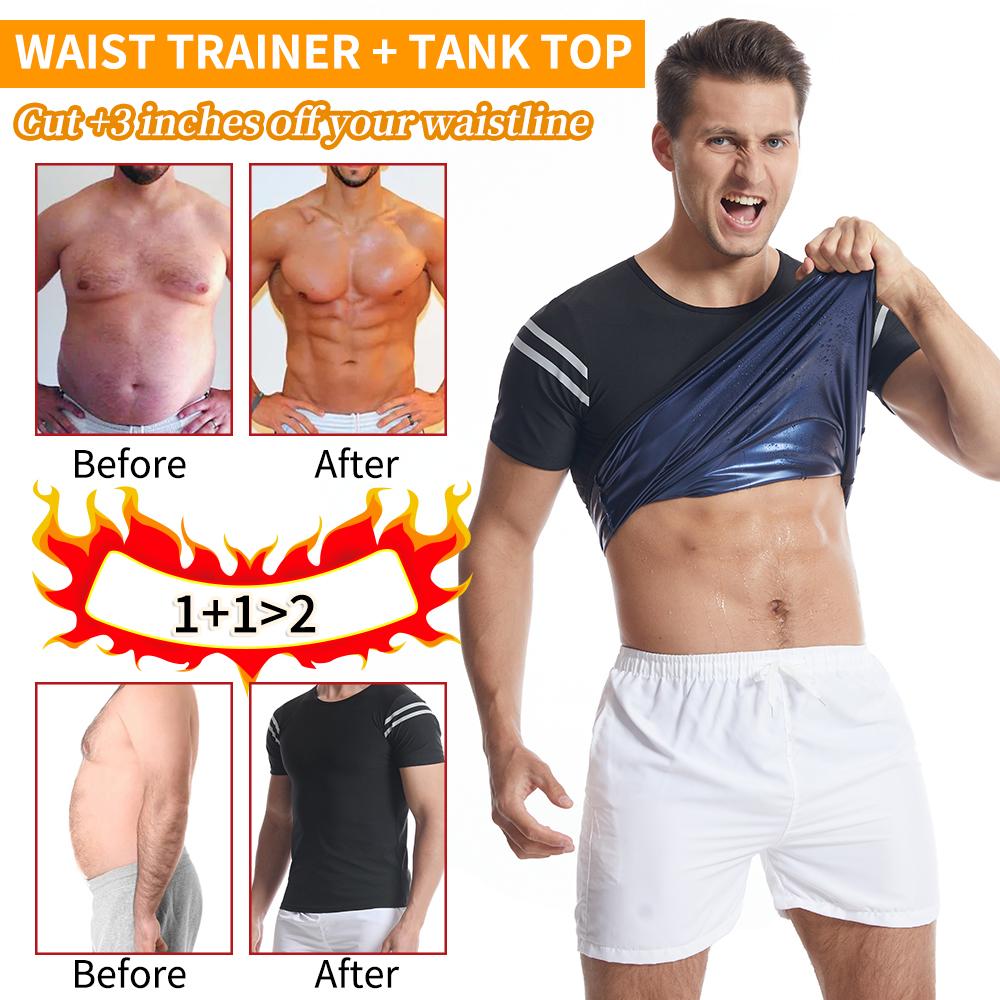 Мужской тренажер для талии Рубашка для сауны Пот Жилет Фитнес Формирователь тела для похудения Тренировочные майки Корректирующее белье Толстовка для упражнений в тренажерном зале Термобелье Костюм для сауны