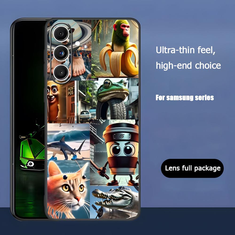 Популярный Brainrot Tralalero Горячий Чехол Для Телефона Для Samsung Galaxy S25 S24 S23 S22 S21 S20 Plus Ultra Note20 Мягкий Черный