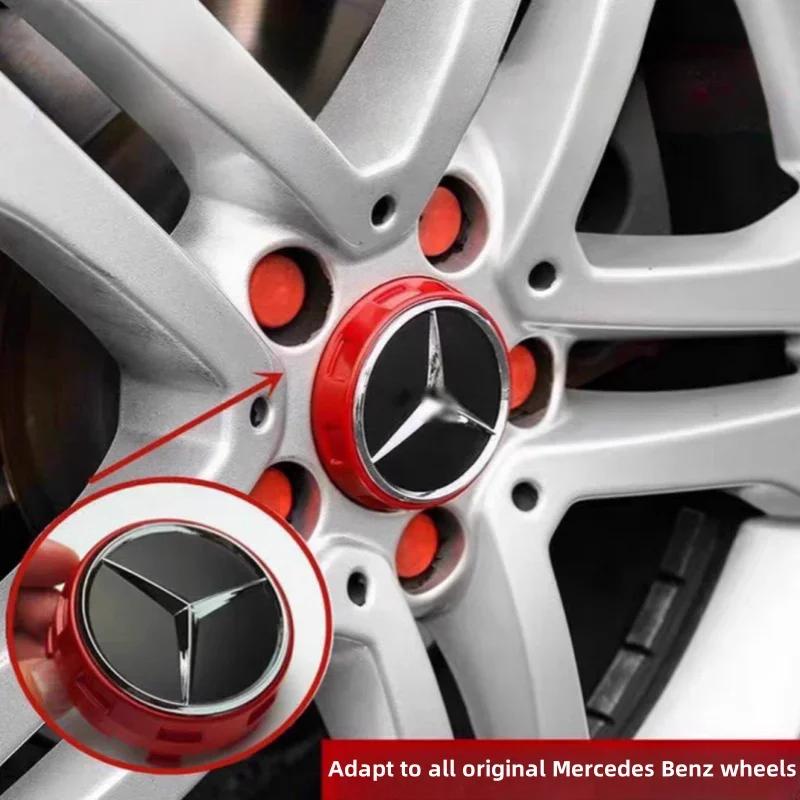 CDR4 4Pcs 75mm Car Wheel Center Cap Hub Covers Badge For Mercedes Benz AMG B/C/E/S Class C43 C63 E43 E53 E63 GLC CLA GLK Accessories