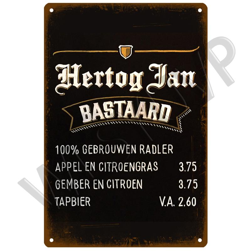 La Chouffe Retro Hertog Jan Металлическая вывеска Жестяная вывеска Виски Бельгия Пиво Дощечка Металлический настенный декор Винтажный декор Плакатные тарелки Мужская пещера