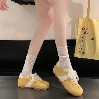 2025 мягкая подошва кружевная сетка немецкие тренировочные туфли женские весна и осень новая мода дышащие спортивные туфли балетки