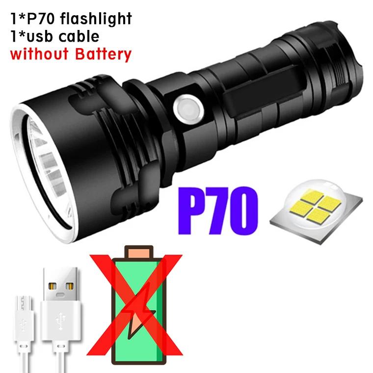 Most Powerful LED Flashlight XM-L2 XHP70 Outdoor LightingTactical Torch USB Rechargeable  Waterproof Lamp Ultra Bright Lantern