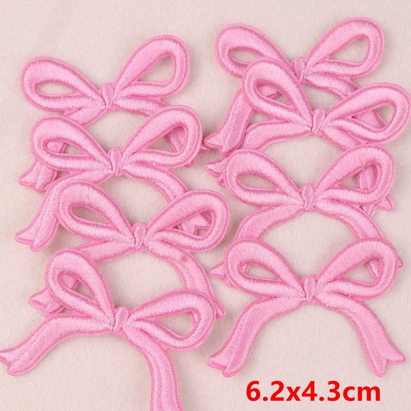 10 шт. Розовые нашивки с вышивкой в виде бантиков, пришивные нашивки для одежды, мультяшные милые розовые нашивки на одежду, детские наклейки, аппликация своими руками