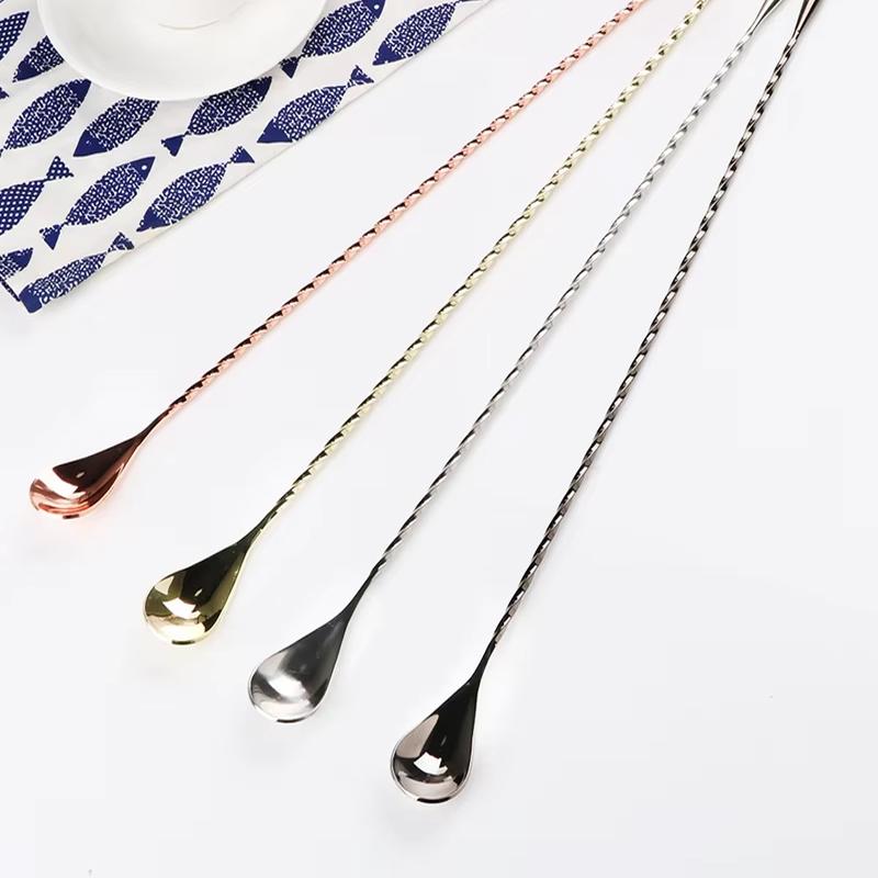 30/40 см нержавеющая сталь ложка для перемешивания унций коктейльная ложка спиральный узор барменские инструменты ложка в форме капли барный инструмент